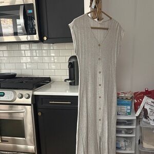 Caution To The Wind ribbed button front maxi dress